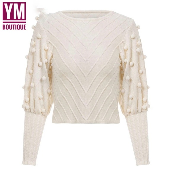 🔥1 Left🔥Pompom Bell sleeve sweater - Picture 2 of 3